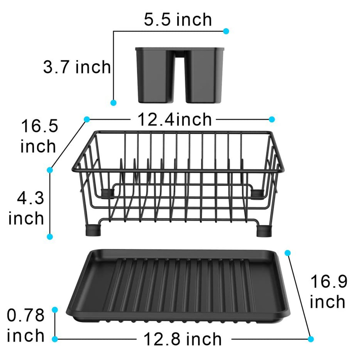 Kitchen Draining Dish Drying Rack Dish Rack With Black Drain Board Wide Tableware Rack