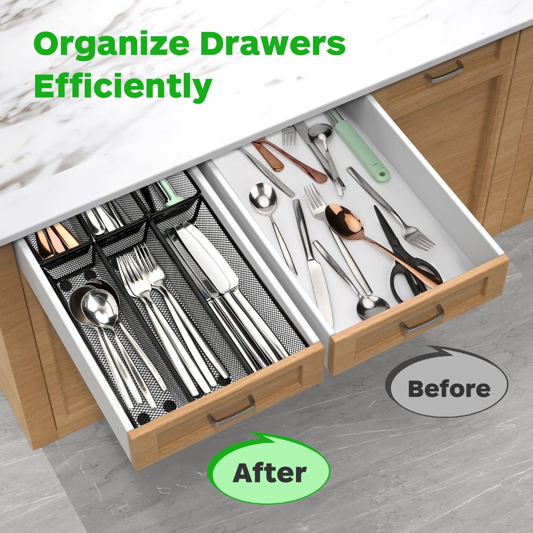 Silverware Drawer Organizer Utensil Organizer for Kitchen Drawers Kitchen Drawer Organizer for Large Utensils