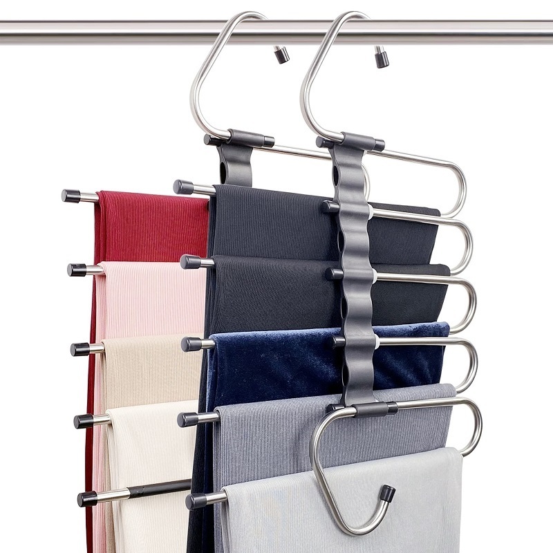 Multiple Pant Hangers Magic Pants Hangers Organizer Multifunctional Magic foldable clothes hanger for Pants