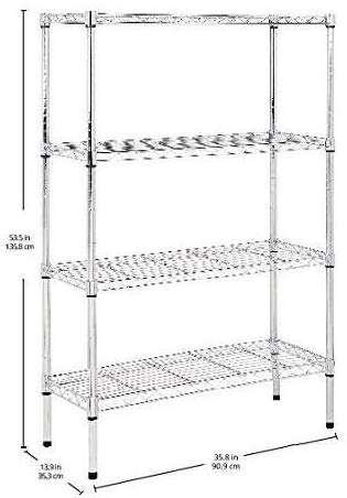 Home 4 Tiers Silver Metal  Wire Storage Organizer Shelf For Home Office Storage