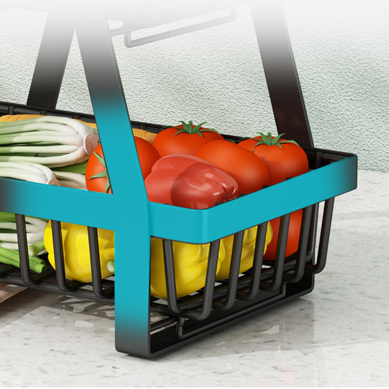 High Quality  Home Kitchen Storage Metal Food snacks Shelf Two Layers Fruit Rack Vegetable Storage Basket