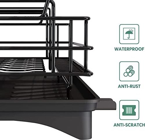 Rust Proof Foldable Dish Drying Rack 2 Tier Metal Dish Drainer Rack Over The Sink Dish Rack for Kitchen