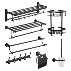 No Punching Required Black Washroom Toilet Set Bathroom Set Bathroom Fittings Shower Bathroom Accessories Set