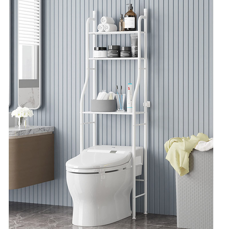 Multi-functional Bathroom Shelves 3 Tier  Over The Toilet Storage Rack  1pc Punch-free Toilet Shelves  for Bathroom Accessories