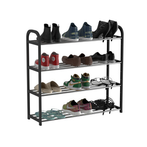 2022 Hot Sell Living Room Easy To Install 4 Tier Shoe Storage Cabinet Black Plastic Shoe Rack Organizer for Home