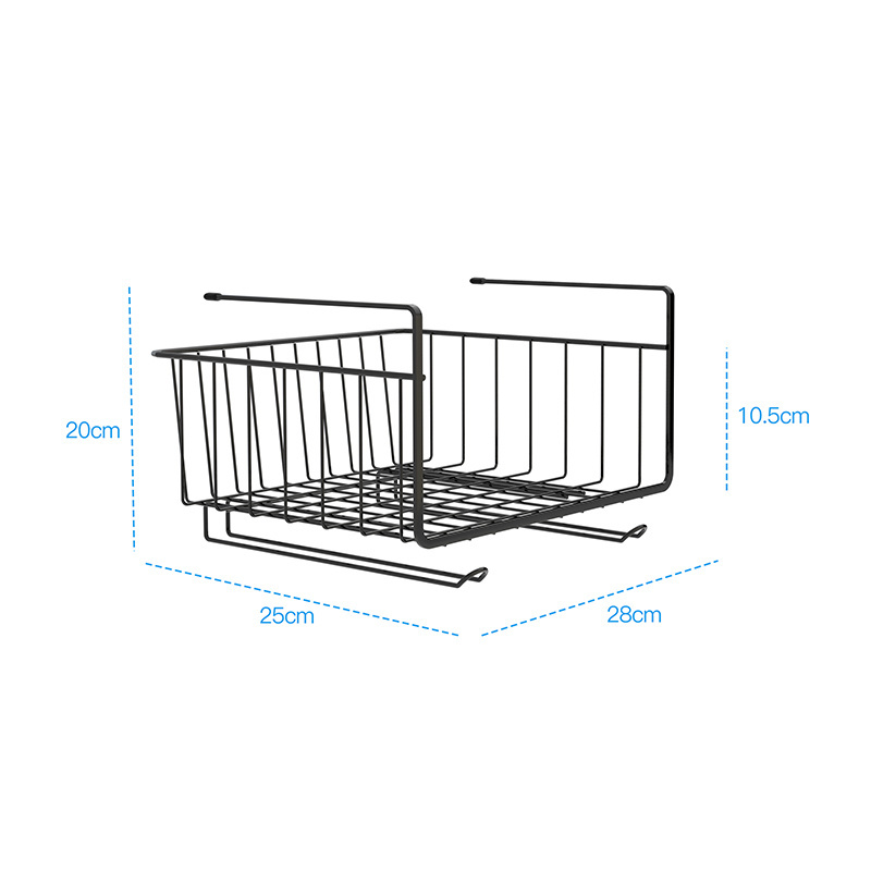 Home Kitchen Bathroom Under Shelf Cabinet Organizer,Metal Wire Under Shelf Spice Rack Storage Basket with Hook