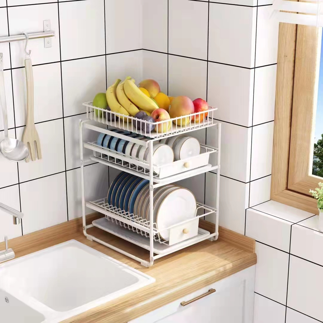 Folding Storage Shelf 2 Tiers Storage Holders Under Sink Rack