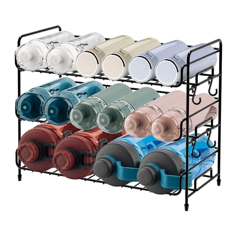 3-Tier Water Bottle Holder Stackable Water Bottle Storage Rack for Cabinet Kitchen Countertop Shelf