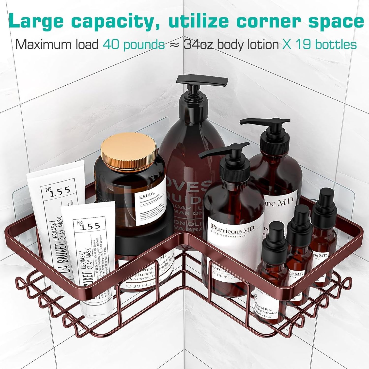 Bathroom Corner Adhesive Tray No Drilling wall mounted storage rack Corner Shower Stainless Steel Organizer Rack