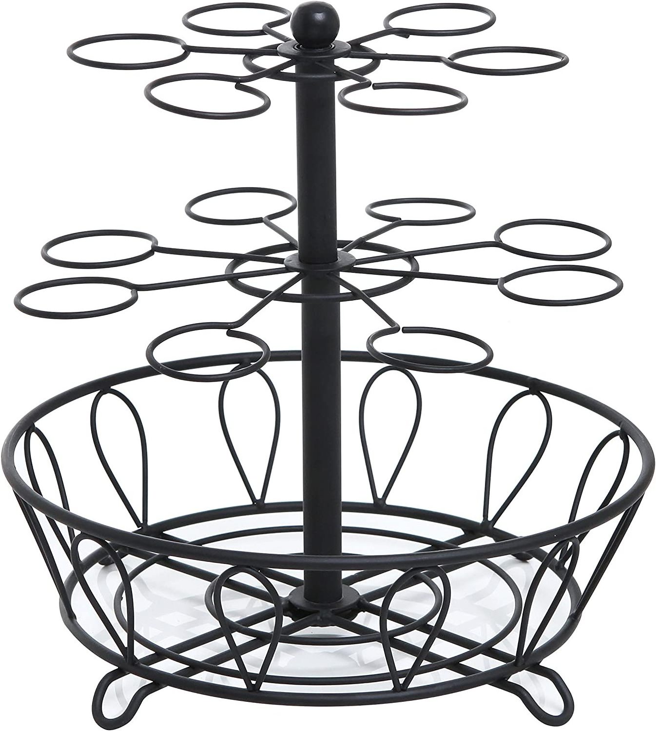 Egg Basket 14 Holder And 2 Tier Holder Iron Wrought Frame Black Colour Powder Coated Home And Kitchen Storage Shelving Units