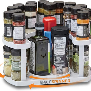 2-Tier Lazy Susan Design Spice Spinner Rack Holds 40 Spice Jars Seasoning Spinning Organizer Spice Shelf