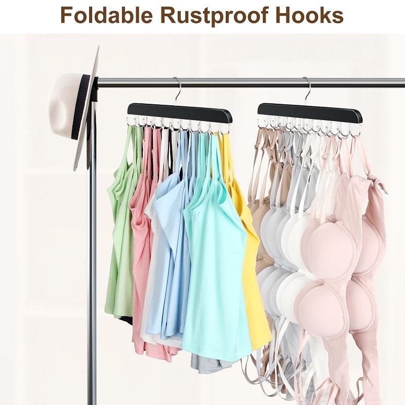 Bra Tank Top Hanger 20 Hooks Capacity Foldable Wood Space Saving Hanger Closet Organizers and Storage