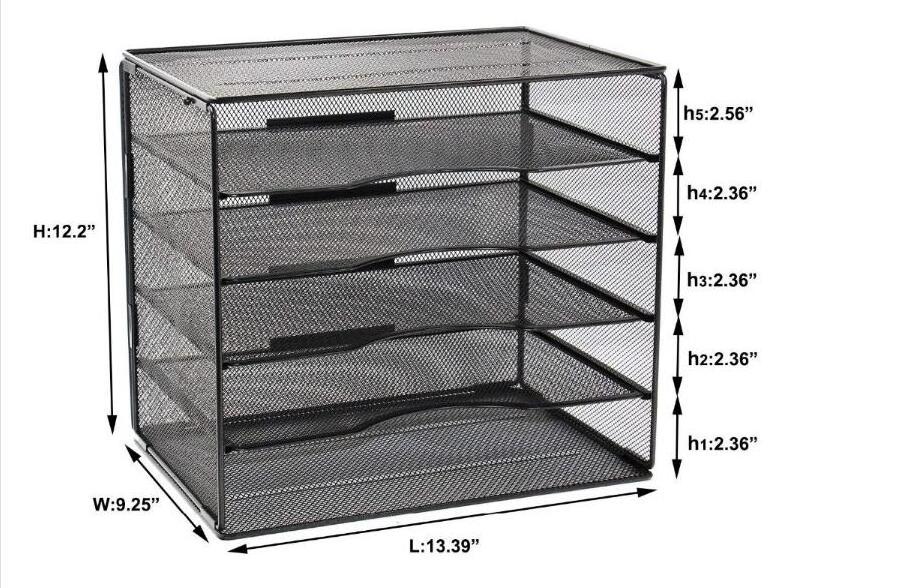 Office Supply 5 Tier Metal Mesh Holder Desk File Folder Document Letter Tray Organizer