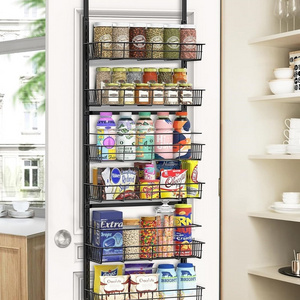 6 Tier Adjustable Over The Door Pantry Organizer Metal Door Hanging Spice Rack for Kitchen