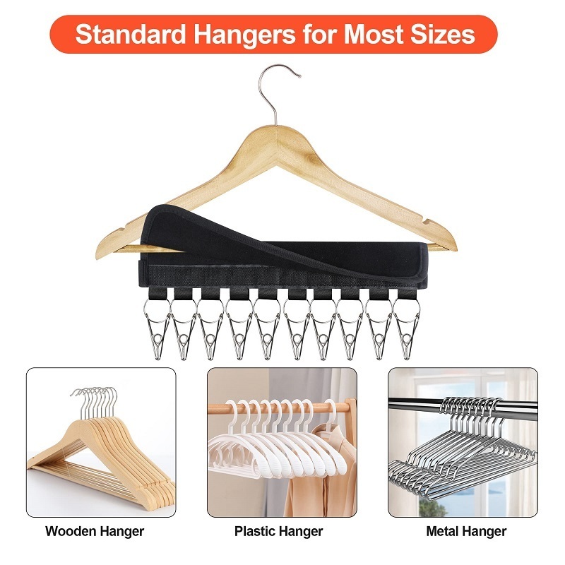 Foldable Hat Towel Hanger Hanging Rack Magic Binding Cap Hangers With Stainless Steel Clips Wardrobe Clothing Organizer