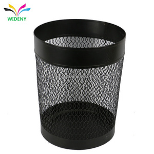 Office Stationery Round black mesh trash can for Wire Metal Paper Waste Bin