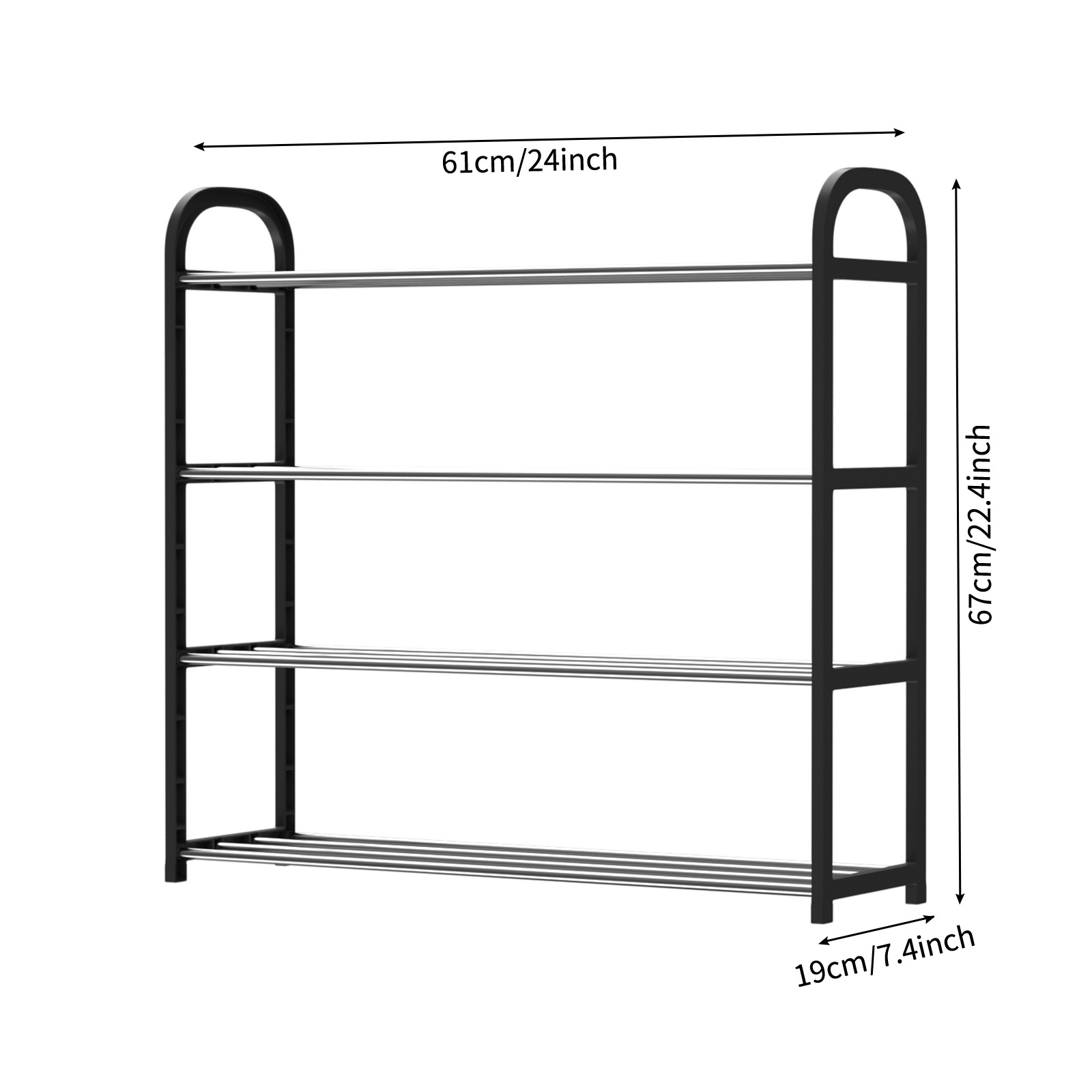 2022 Hot Sell Living Room Easy To Install 4 Tier Shoe Storage Cabinet Black Plastic Shoe Rack Organizer for Home