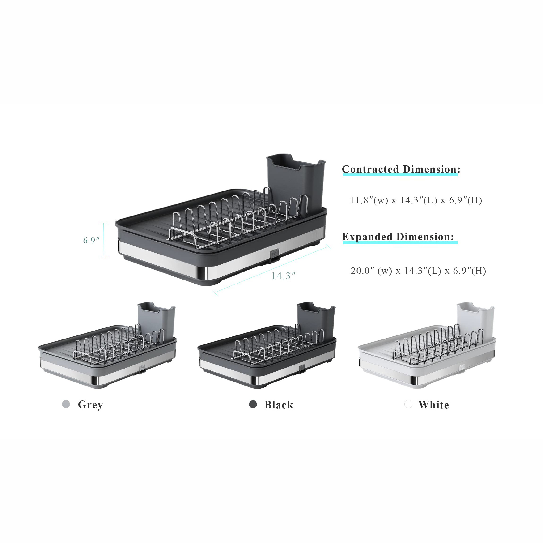 Stainless Steel Extend expandable dish rack with Drainage Spout dish rack drainer for kitchen