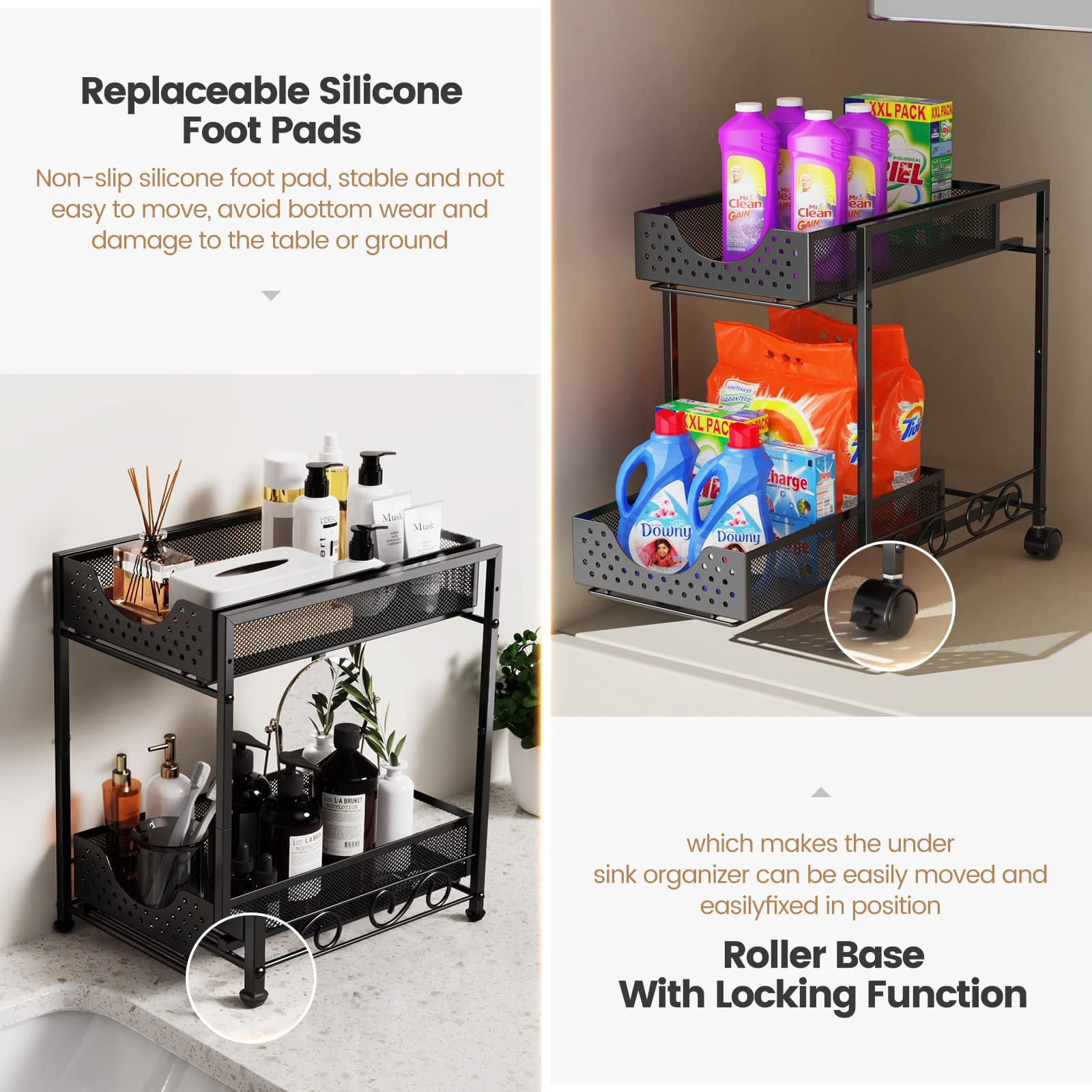 Under Sink Organizers and Storage Bathroom Cabinet Organizer 2 Tier Under Sink Organizer Pull Out Cabinet Organizer