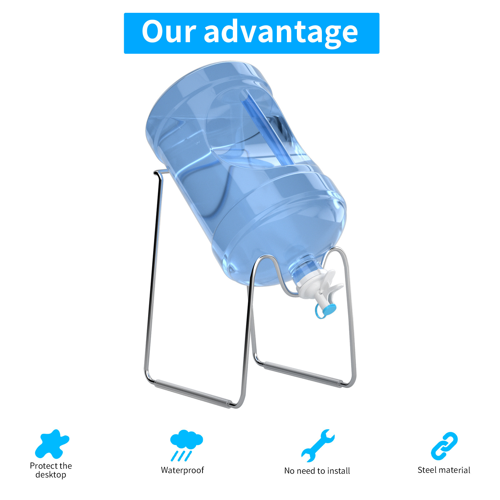 Wholesale Supply Counter Metal Water Bottle Stand Rack Holder for 3 and 5 Gallon Water Bottle