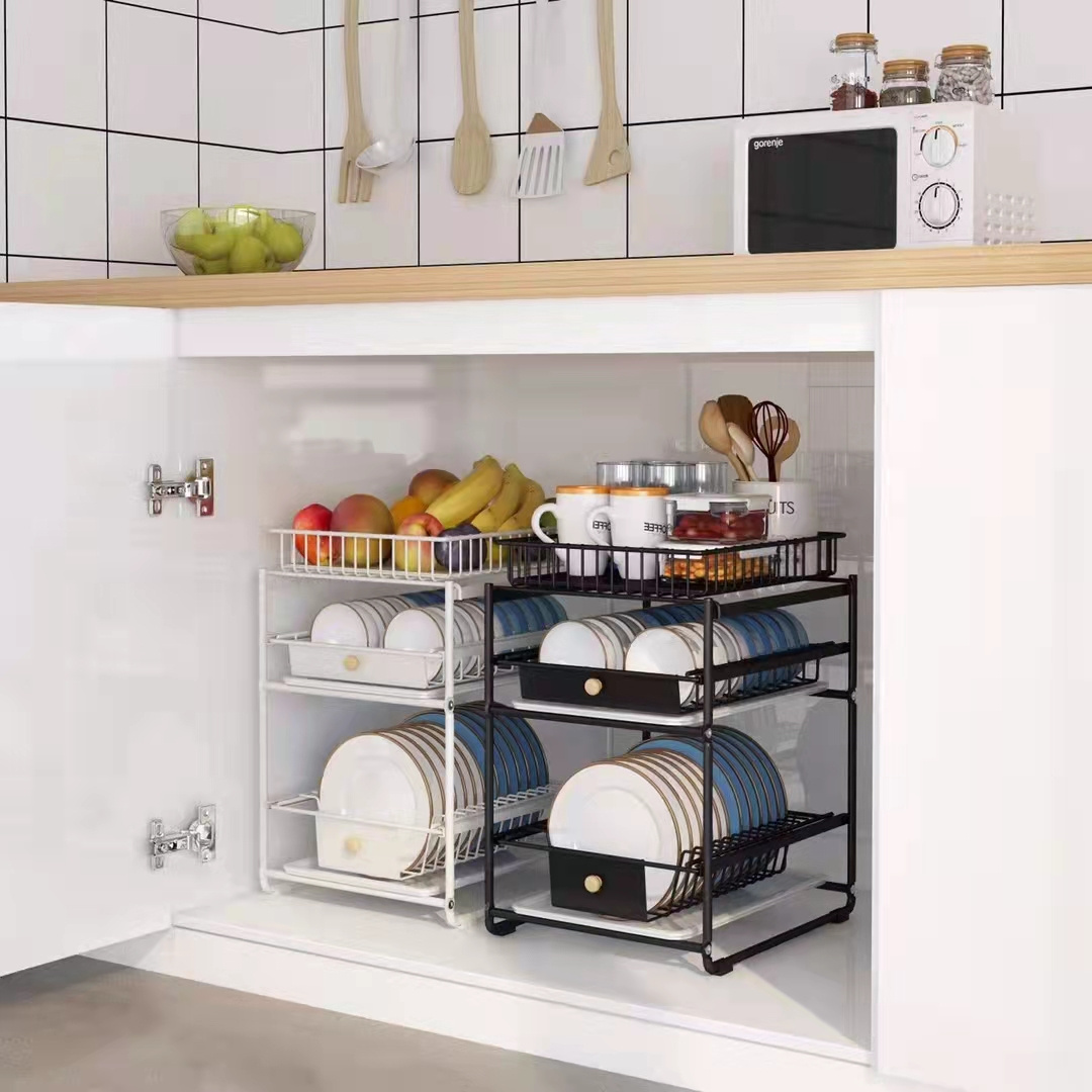 Folding Storage Shelf 2 Tiers Storage Holders Under Sink Rack