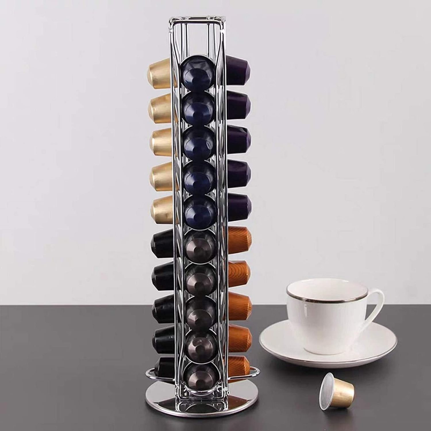 Silver Metal Iron Nespresso Coffee Capsule Pods Holder for 40 Pcs Capsules Nespresso