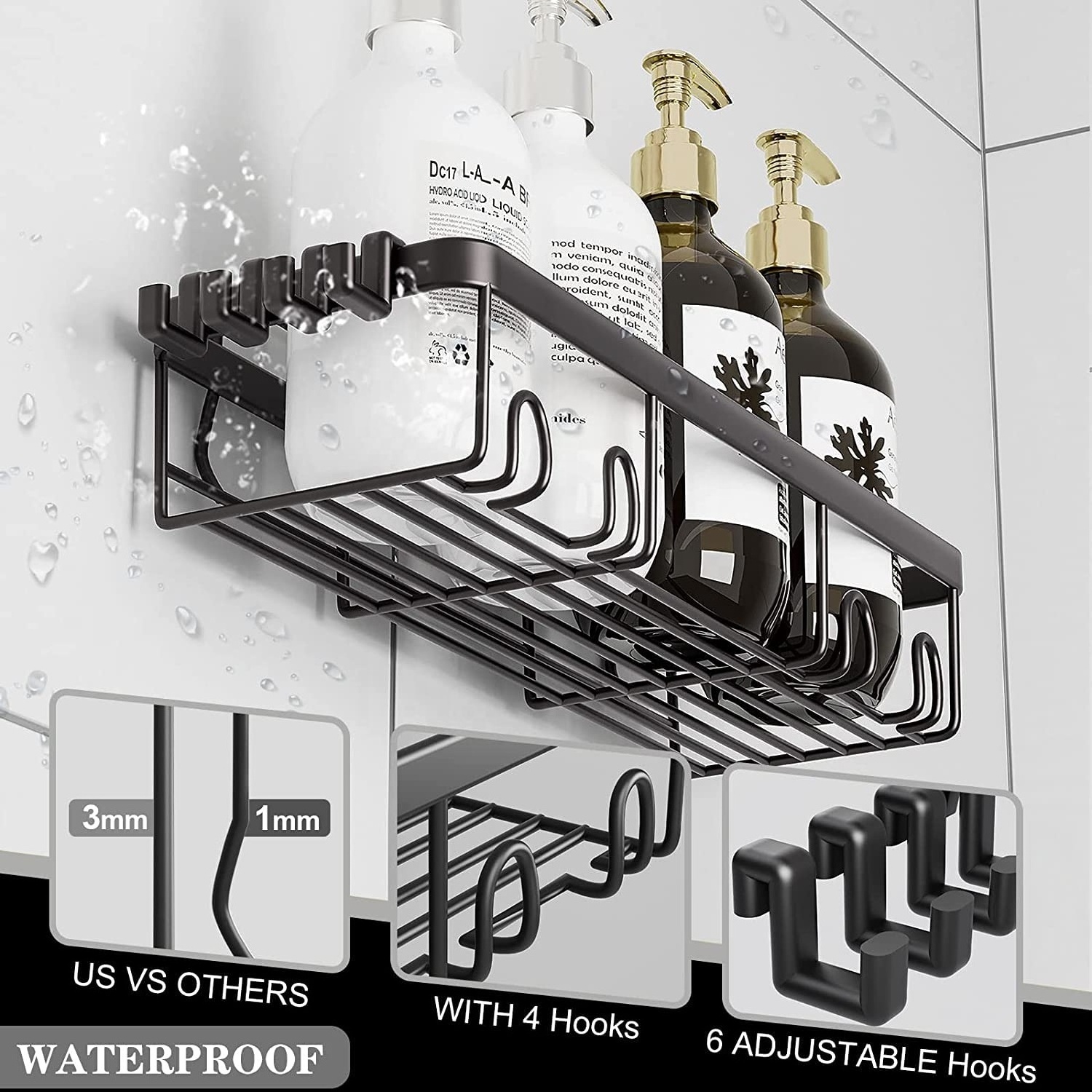 Hot sale 6 piece set shelf stainless steel bathroom accessories sets bathroom shelves