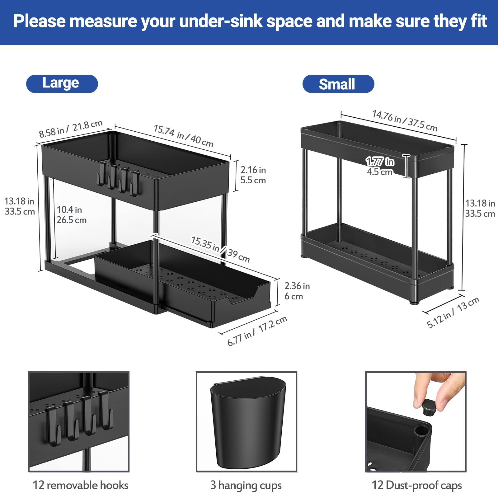 kitchen bathroom cabinet under the sink organizer two tier under sink organizer