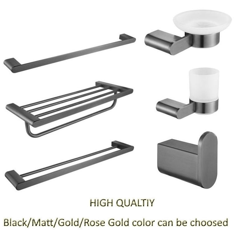 High Quality Bathroom Decor Stainless Steel Wall Mounted Black Four Piece Set bathroom hardware sets