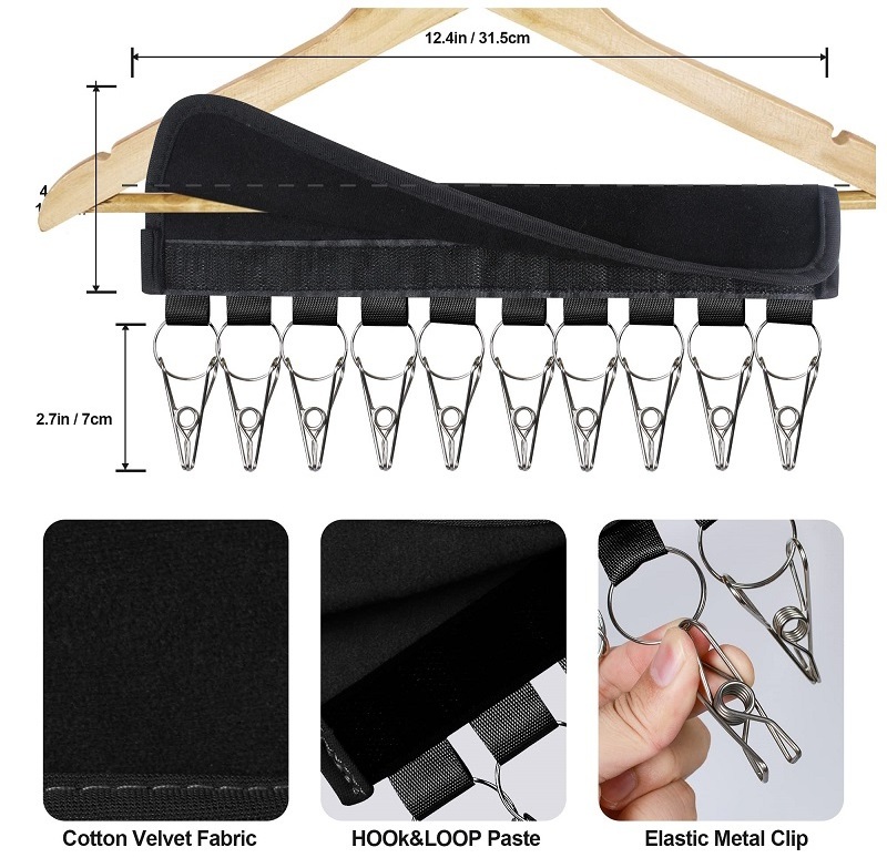 Foldable Hat Towel Hanger Hanging Rack Magic Binding Cap Hangers With Stainless Steel Clips Wardrobe Clothing Organizer