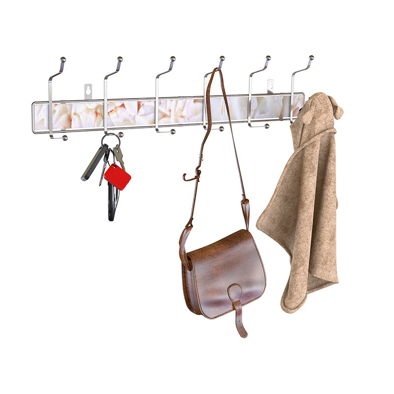 Wholesale 6 Hook Wall Mounted Metal Hat Coat Clothes Hanger Hook Coat Rack