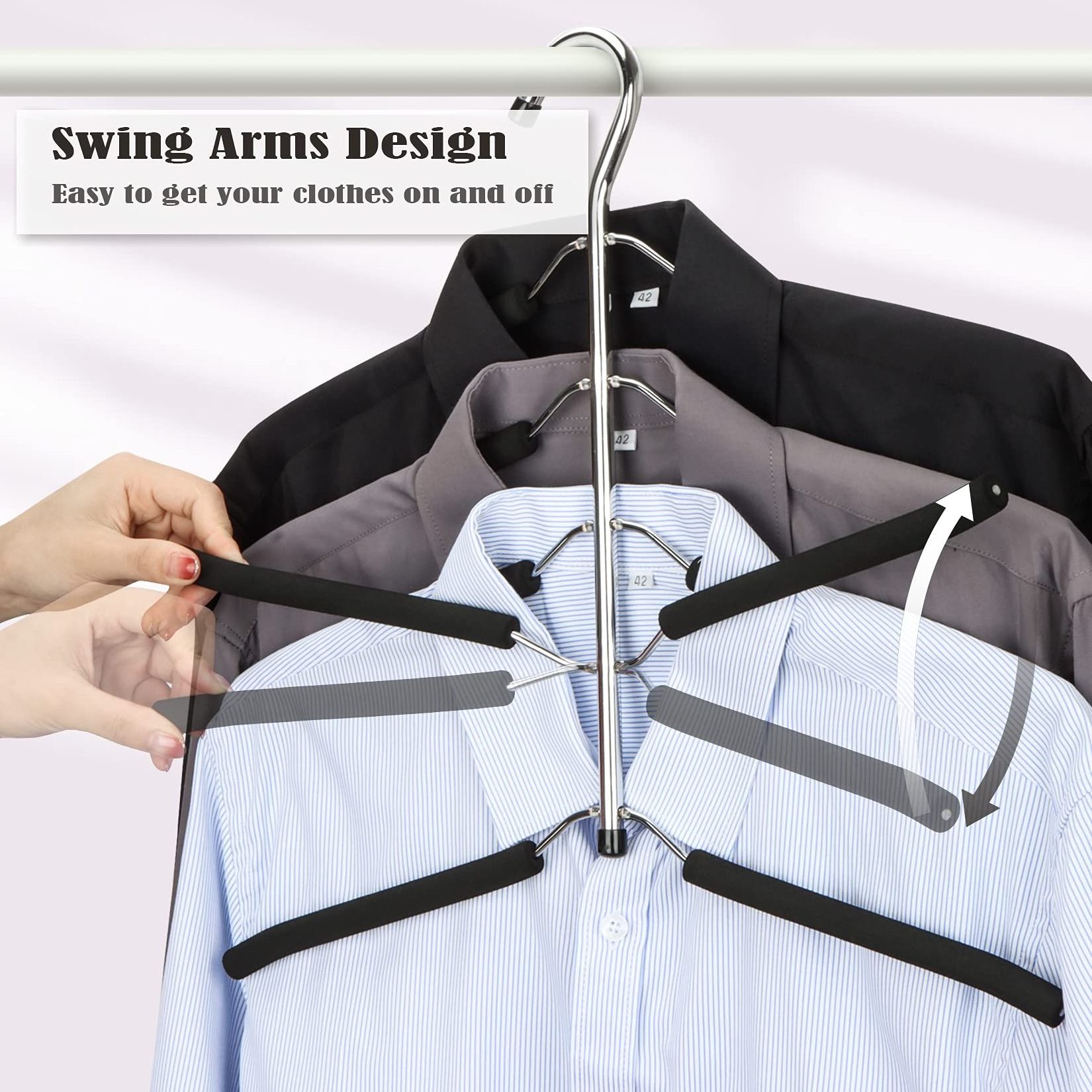 Space Saving Clothes Hanger Non Slip Padded Coat Hanger 5 Layers Sweater Shirt Hanger Closet Storage Organizer