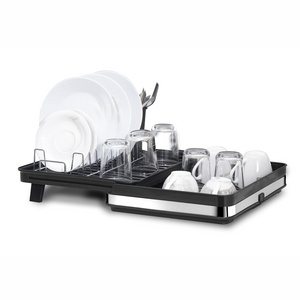 Stainless Steel Extend expandable dish rack with Drainage Spout dish rack drainer for kitchen