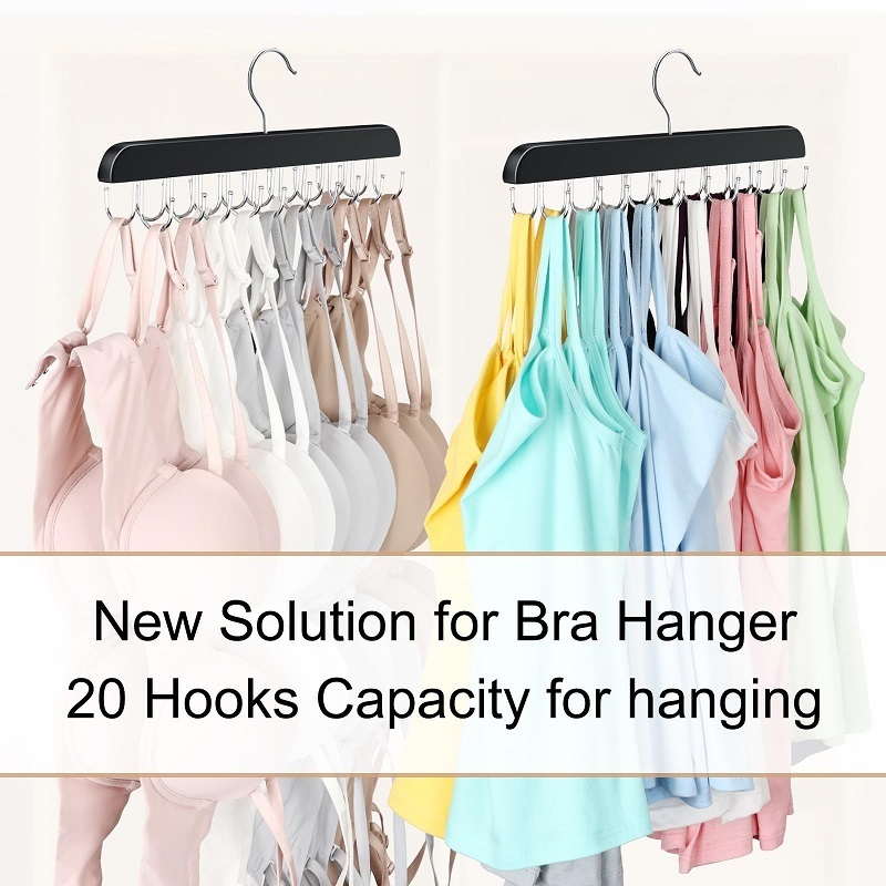 Bra Tank Top Hanger 20 Hooks Capacity Foldable Wood Space Saving Hanger Closet Organizers and Storage