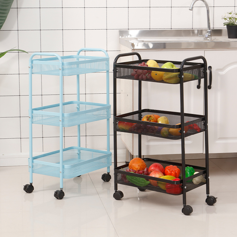 Hot Selling 3 Tier Metal Trolly Basket Rack Kitchen And Craft Multipurpose Storage Shelves