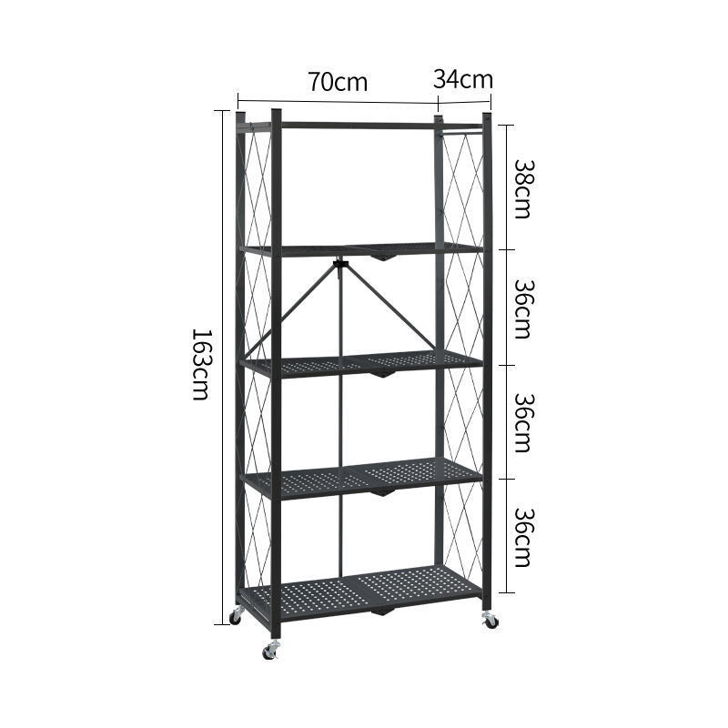 3/4/5 Metal Kitchen Oven Foldable Storage Shelf Unit Heavy Duty Collapsible Kitchen Organizer Shelves