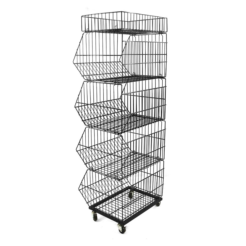 5 Tiers Floor Metal Wire Display Rack for store candy Pushing Sale