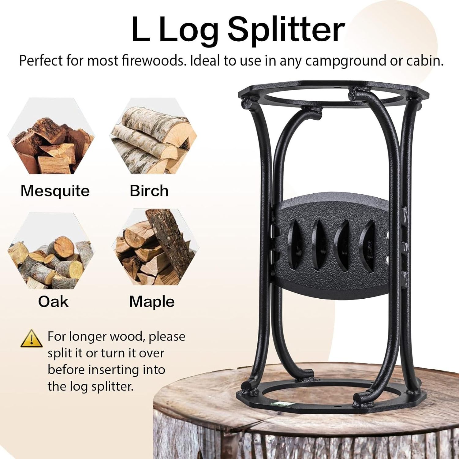 Portable Kindling Splitter Double-Edged Wood Splitter Heavy Duty Cast Iron Splitting Tool Cutter with Carry Bag