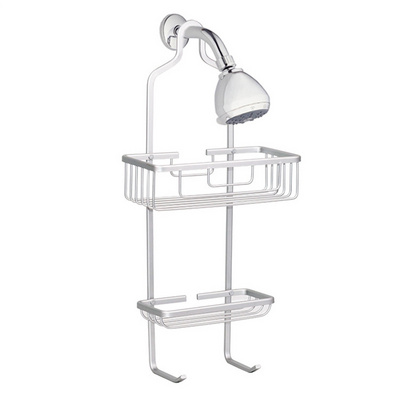 Bathroom Hanging Shower Organizer Over Head Shower Caddy Basket with Hooks for shampoo towel