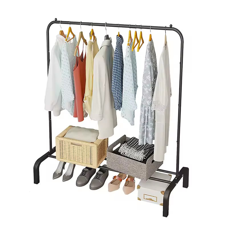 Bedroom Portable Floor Standing Metal Hanging Clothes Rack