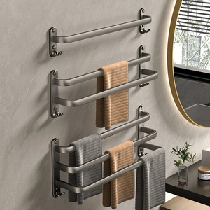 50cm Towel Rack Bathroom Holder No Punching Heated Towel Rack Aluminium Wall Mount Holder Bathroom Basket Towel Rack