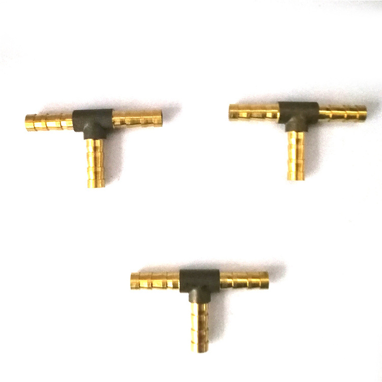 Three ways barbed brass splicer fitting intersection barb hose tee