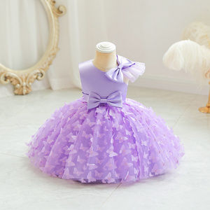 Evening Party Toddler Flower Wedding Dress Children Elegant Butterfly Mesh Princess Kids Birthday Dresses For Girls