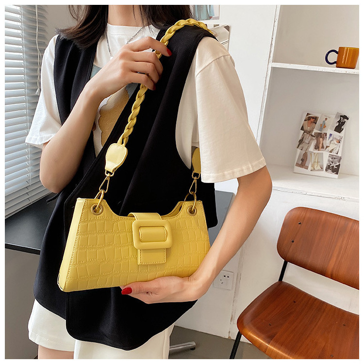 2022 Retro Small Shoulder Crossbody Zipper Tote Bag Purse stone pattern Print Shoulder Bag Clutch Underarm Satchel Handbag