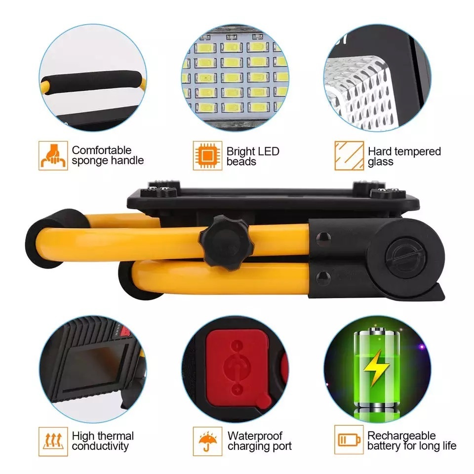 High Quality Outdoor Waterproof Camping Remote Control Rechargeable Portable Solar Camping Light Work Light Solar Flood Light