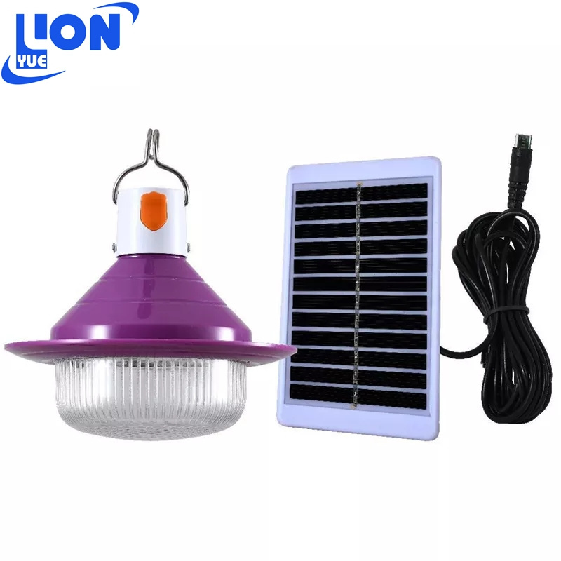 Longyue solar panel  led Bulb with battery solar led camping light rechargeable usb