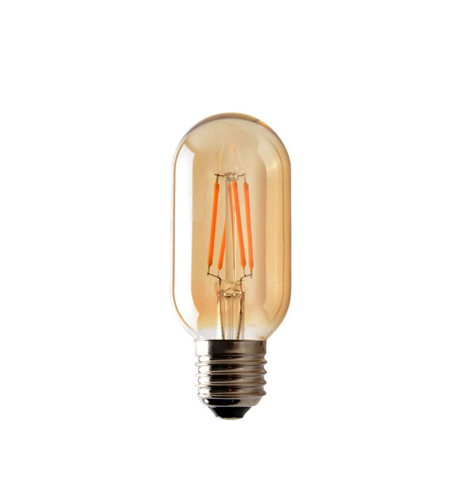 Longyue  4w 6w Home Cafe Hotel Vintage Edison Clear Amber Gold Glass Tubular Light T45 Flexible Led Filament BULB