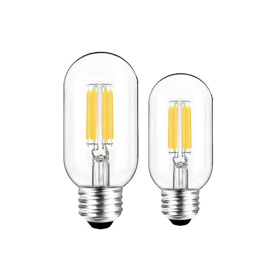 Longyue  4w 6w Home Cafe Hotel Vintage Edison Clear Amber Gold Glass Tubular Light T45 Flexible Led Filament BULB