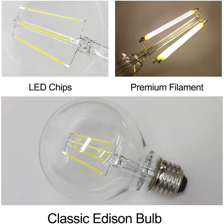 Longyue High Efficiency led Glass bulb G80 4w 6w 8w 12w for home cafe bar  Edison Led Filament Bulb