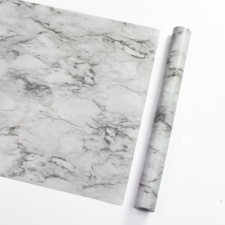 Longtime Self Adhesive Film for Home Decoration Manufacturer 3d gray white Marble effect textured Waterproof PVC Wallpaper